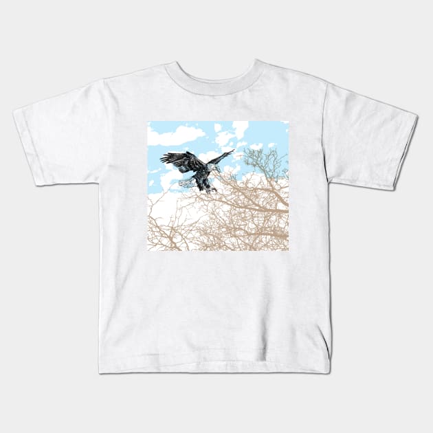 Bald eagle print Kids T-Shirt by rachelsfinelines